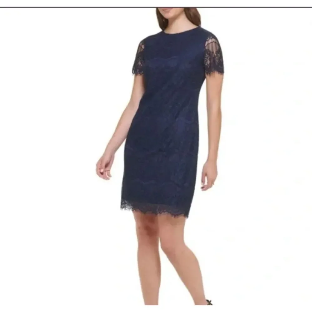 Kensie Midnight Blue Lace Mini Dress Size 6 Cocktail Evening - Picture 3 of 15